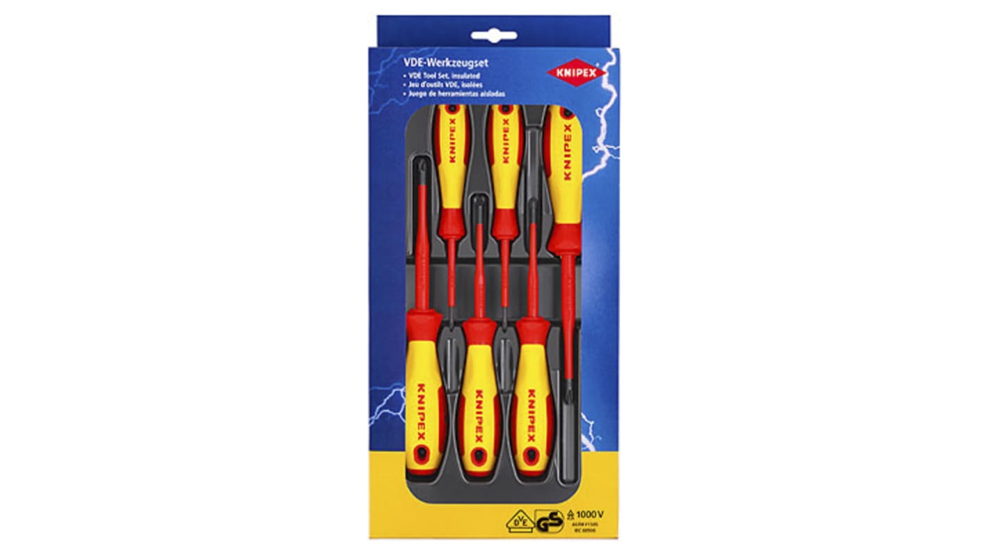 Knipex 00 20 12 V03 Phillips; Pozidriv Insulated Screwdriver Set, 6-Piece