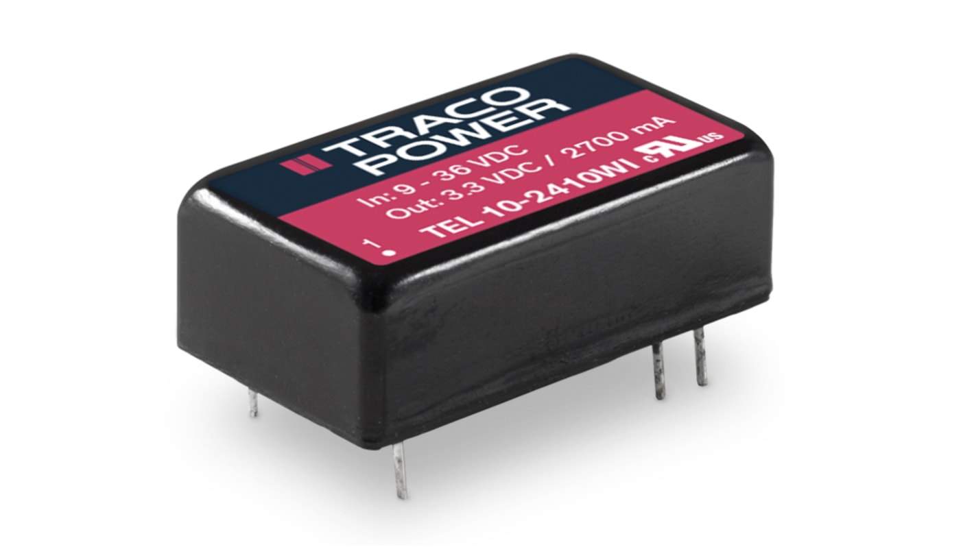 Convertisseur DC-DC TRACOPOWER, TEL 10WI, Montage traversant, 10W, 1 sortie, 12V c.c., 833mA