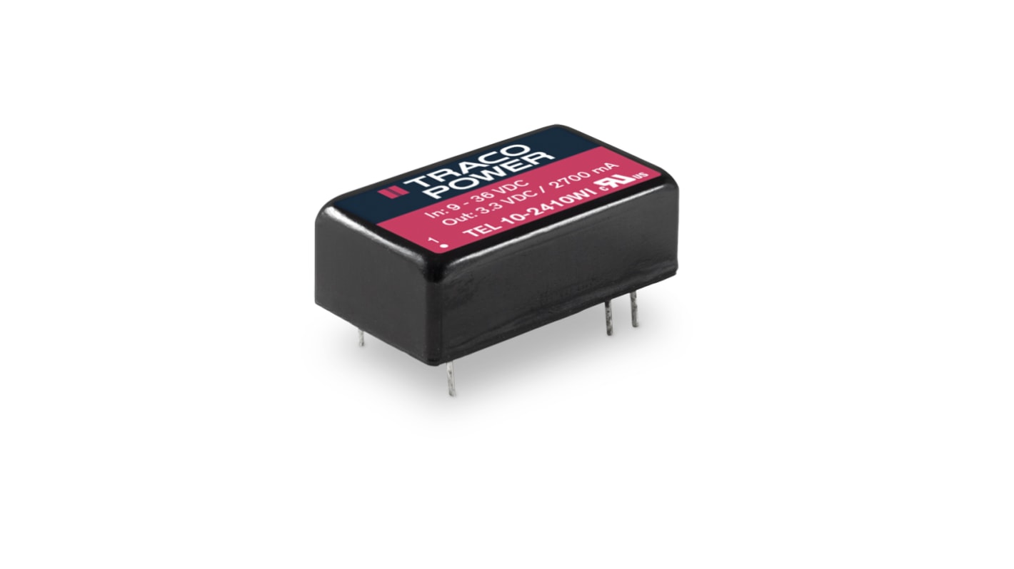 TRACOPOWER TEL 10WI DC-DC Converter, ±12V dc/ ±416mA Output, 9 → 36 V dc Input, 10W, Through Hole, +88°C Max