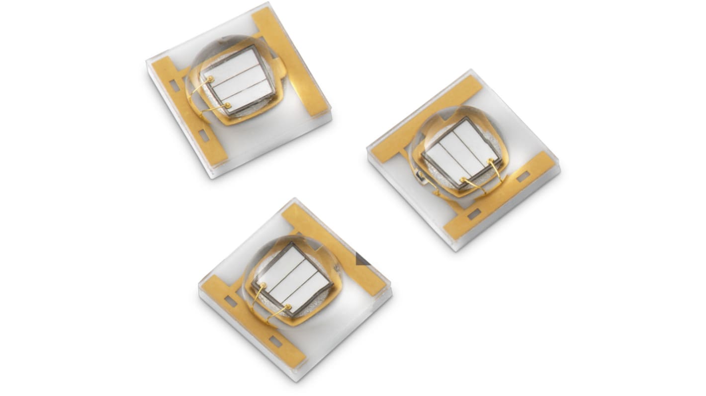 Wurth Elektronik 紫外发光二极管, 405nm, 1灯珠, 130 °视角, 圆顶透镜, 2针, 贴片安装, 3535封装, 1100mW, WL-SUMW系列