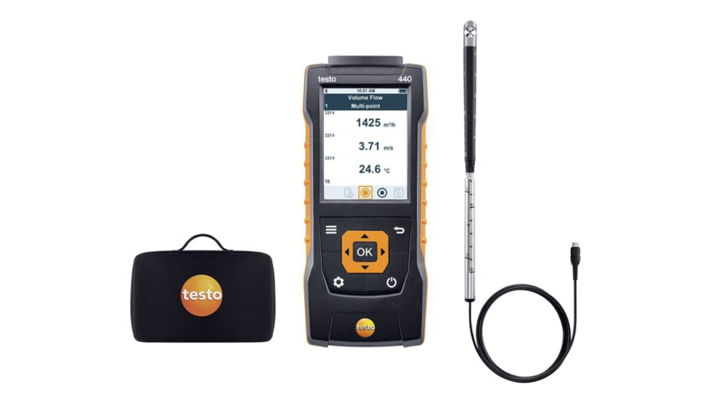 Testo 440 16 mm Ventilsatz Anemometer bis 50m/s +1370 (Temperature-TC) °C, +150 (Temperature-NTC) °C max.Temp., 0.1m/s,
