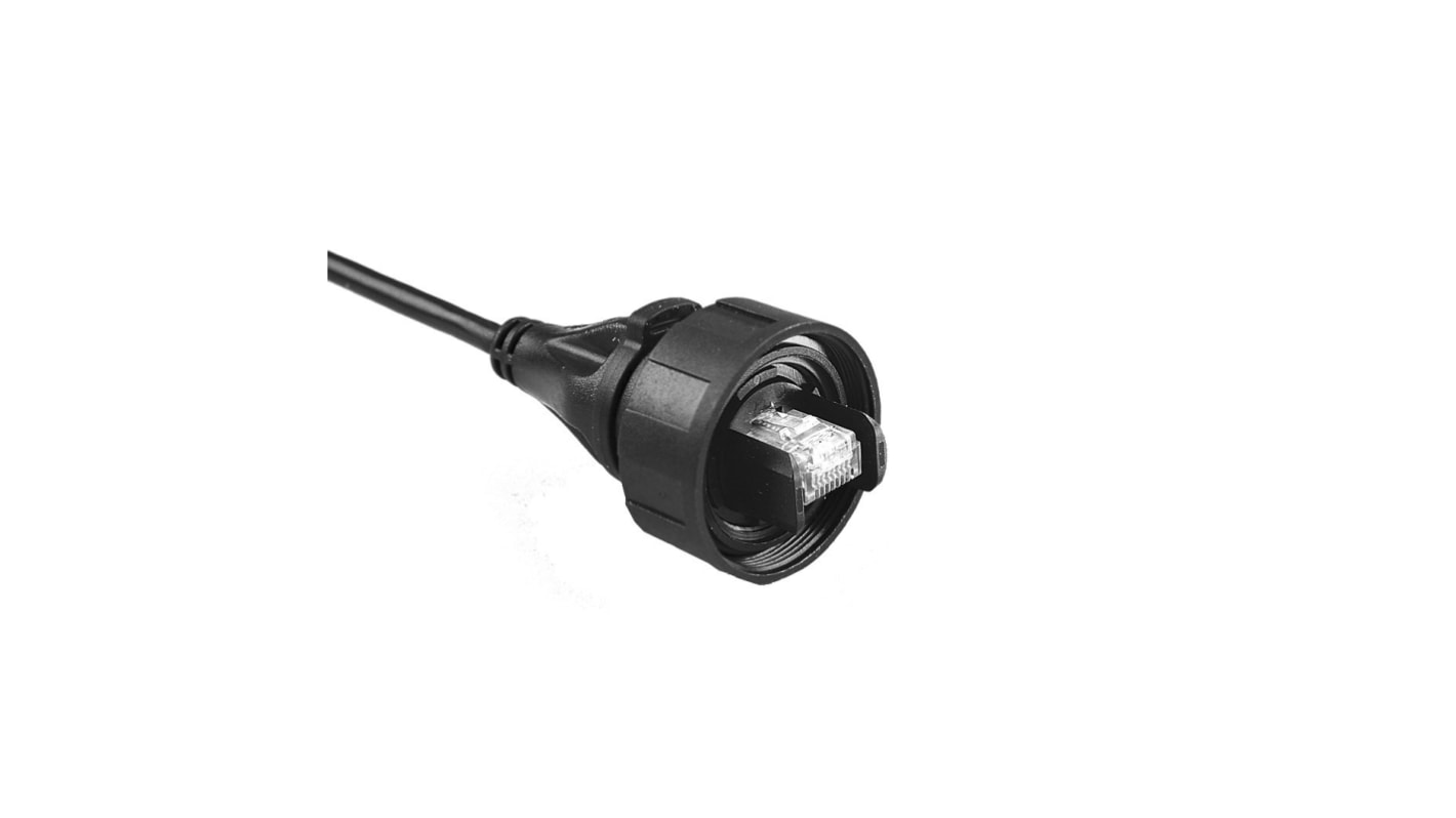 BulginPX0896, 3m Cat6a, Black RJ45 to Male, S/FTP Shielded, Terminated PUR, PVC Sheath