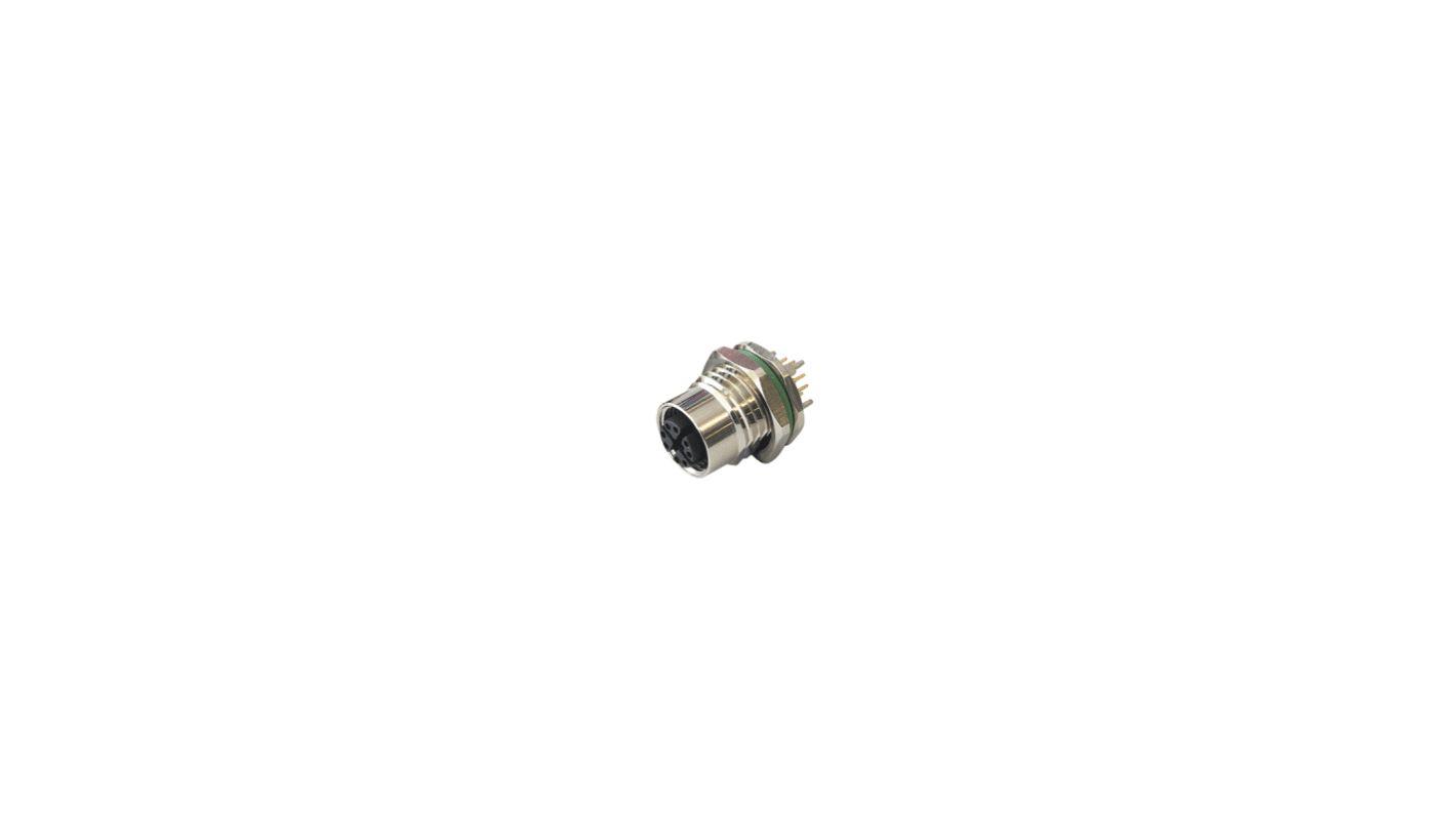 Bulgin Connector, 8 Contacts, Panel Mount, M12 Connector, Socket, Female, IP67, Buccaneer Series