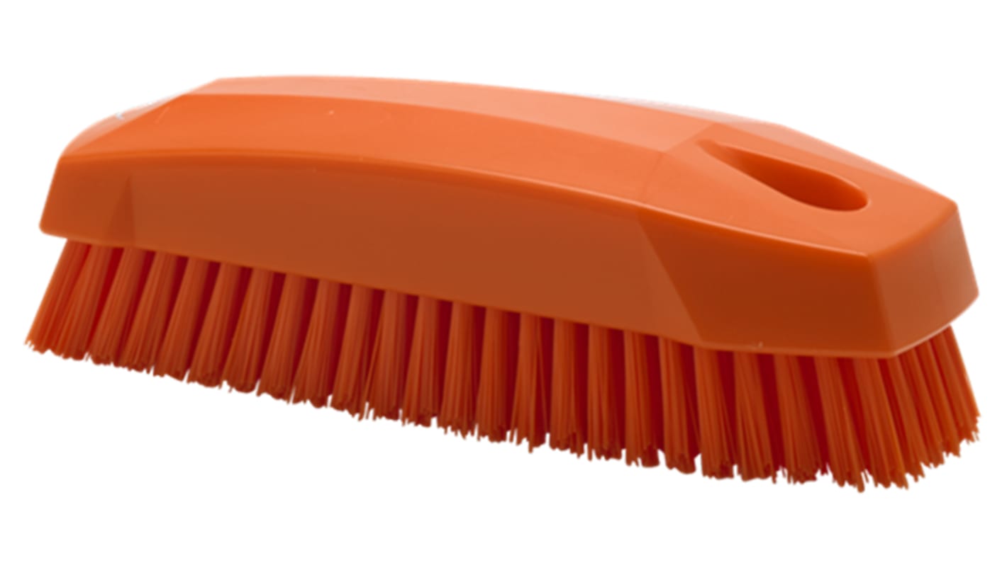 Vikan Hard Bristle Orange Scrubbing Brush, 17mm bristle length, Polyester bristle material