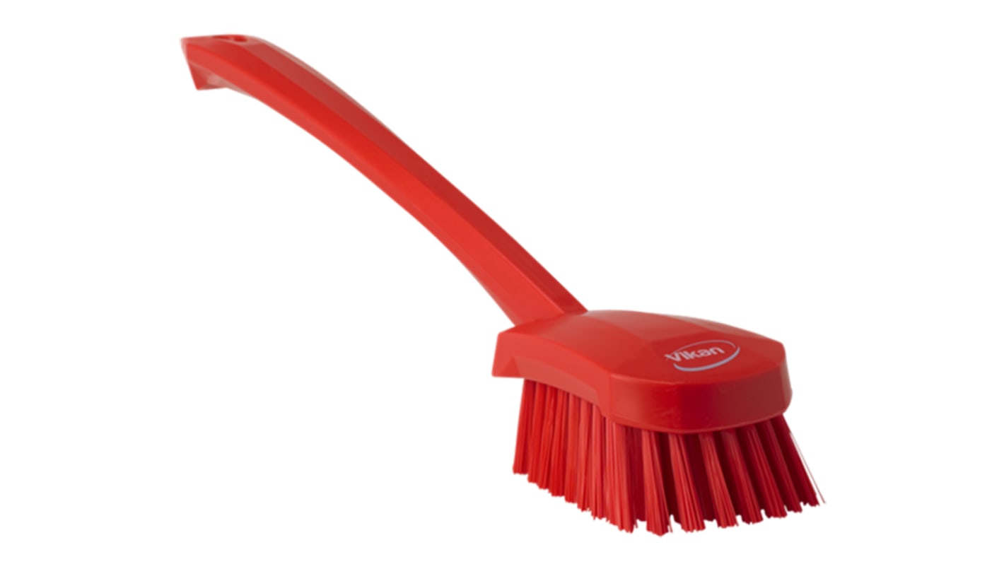 Vikan Hard Bristle Red Scrubbing Brush, 36mm bristle length, Polyester bristle material