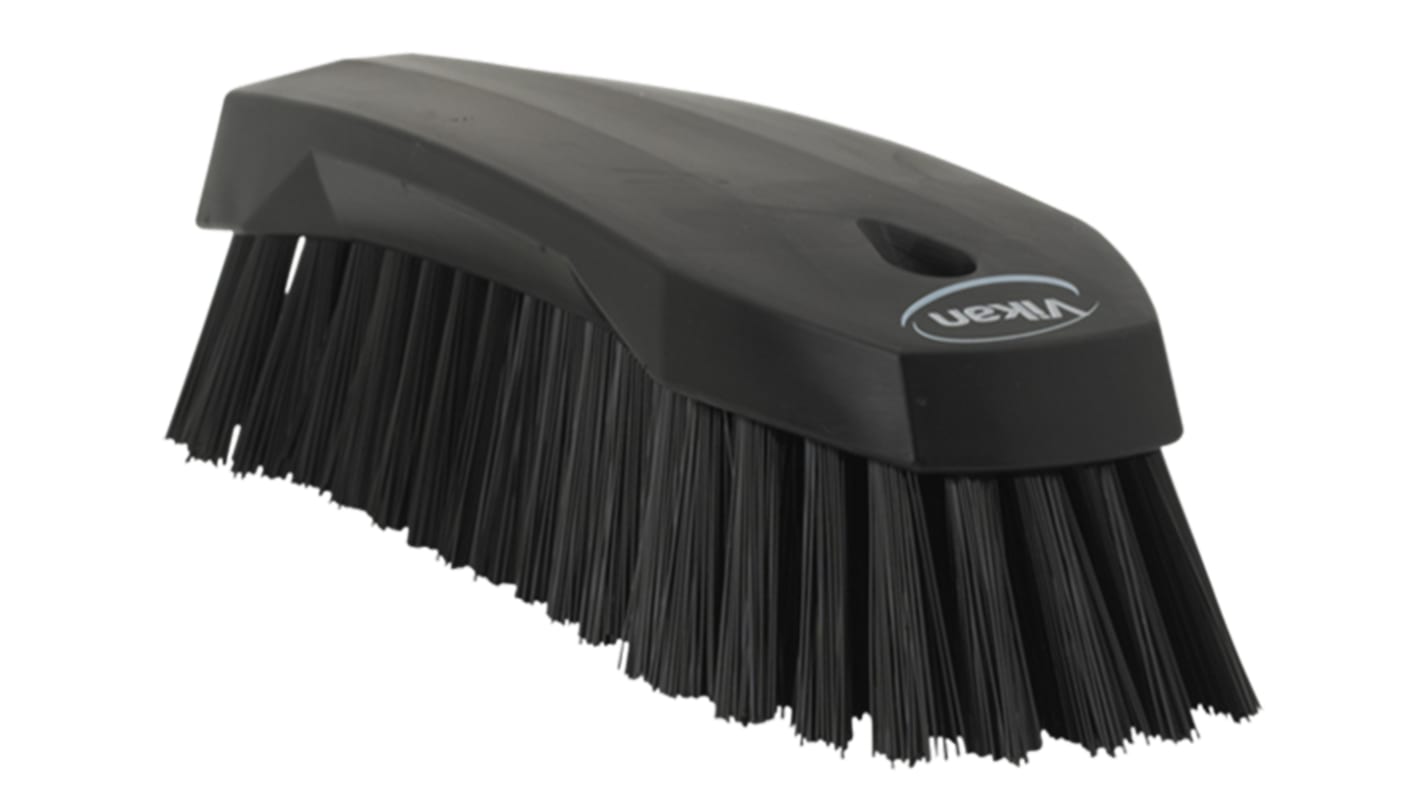 Vikan Hard Bristle Black Scrubbing Brush, 36mm bristle length, Polyester bristle material