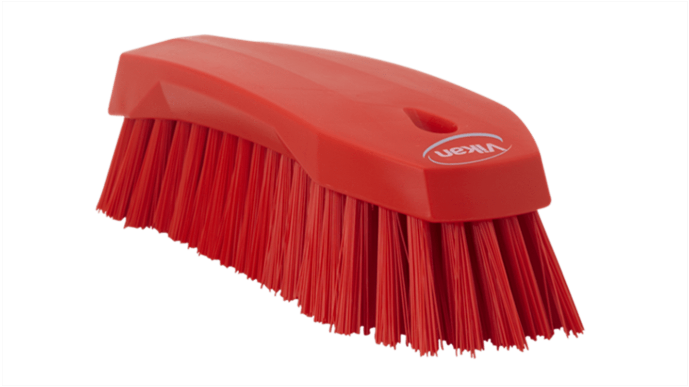 Vikan Hard Bristle Red Scrubbing Brush, 36mm bristle length, Polyester bristle material