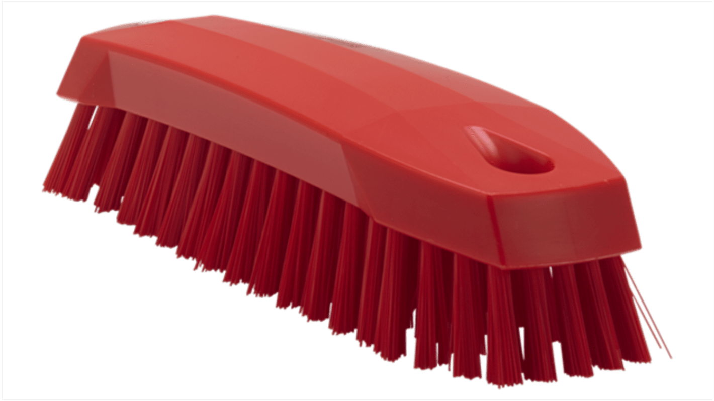 Vikan Medium Bristle Red Scrubbing Brush, 20mm bristle length, Polyester bristle material
