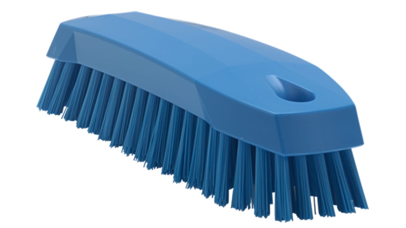 Vikan 165mm Bürste mit Polyester-Borsten Handbürste, Mittelhart Blau, Borsten L. 20mm Lebensmitteltauglich für