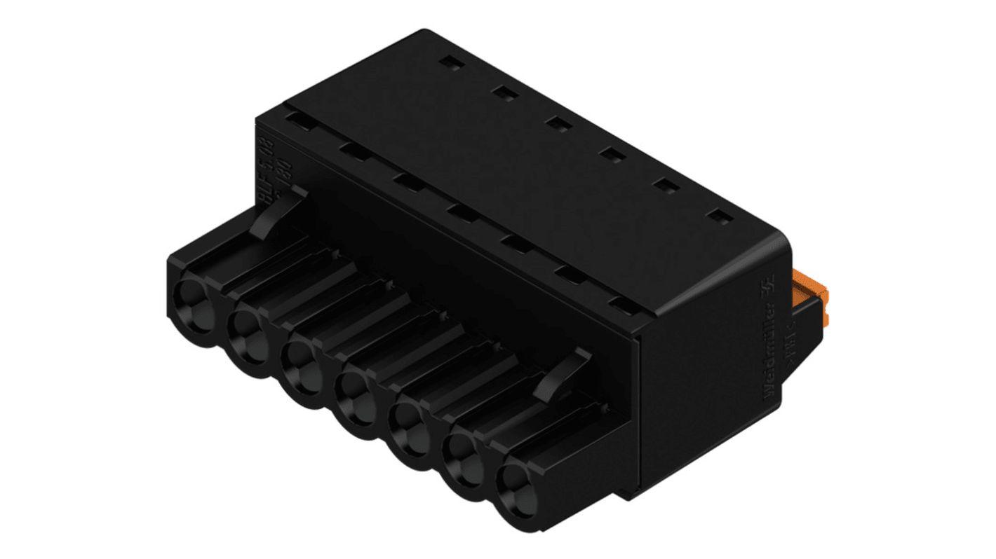 Weidmuller, 5.08mm Pitch, BLF 5.08, 7 Way, , Pluggable Terminal Block, Plug, Through Hole, Push In Termination,