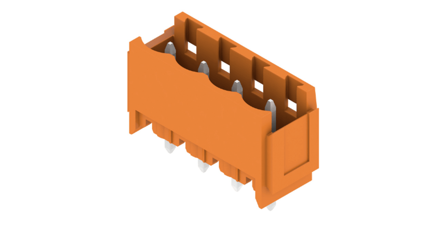 Weidmuller 5.08mm Pitch 4 Way Pluggable Terminal Block, Header, Through Hole, Solder Termination