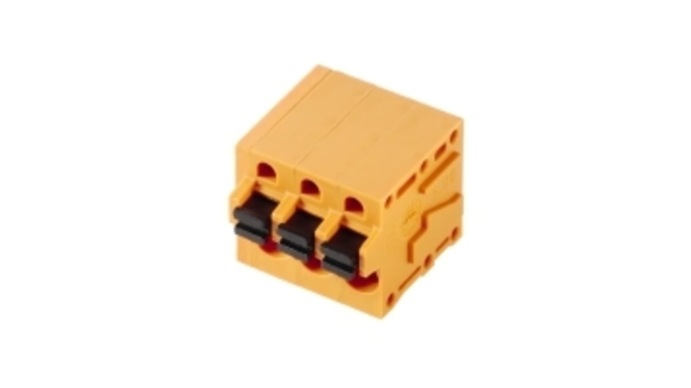 Borne para PCB Macho Weidmuller de 2 vías , paso 5.08mm, 20A, de color Naranja, montaje Montaje en orificio pasante,