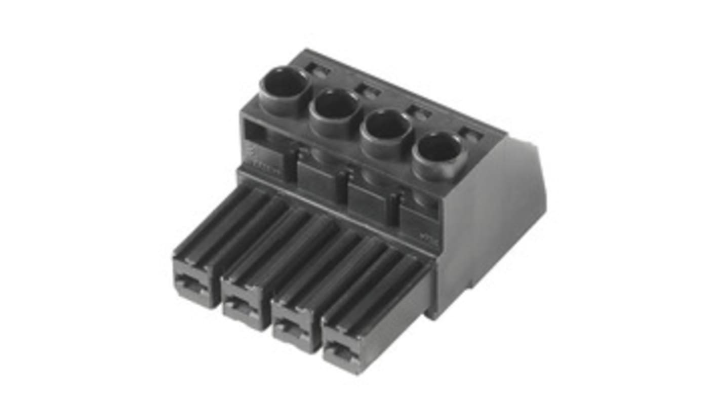 Weidmuller, 7.62mm Pitch, BVZ, 7 Way, Right Angle, Pluggable Terminal Block, Plug, Through Hole, Screw Termination,
