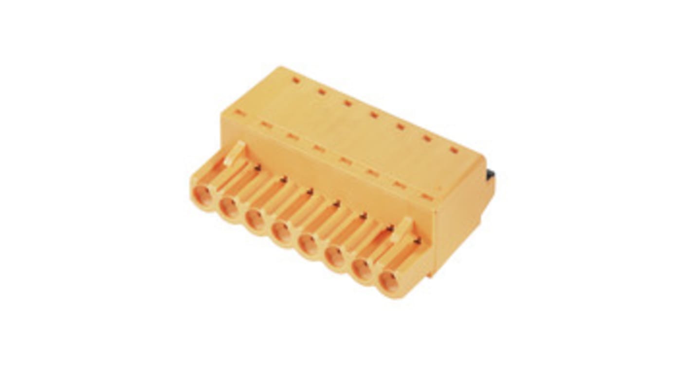 Borne para PCB Hembra Ángulo recto Weidmüller de 14 vías , paso 5.08mm, 10A, de color Naranja, montaje Montaje en