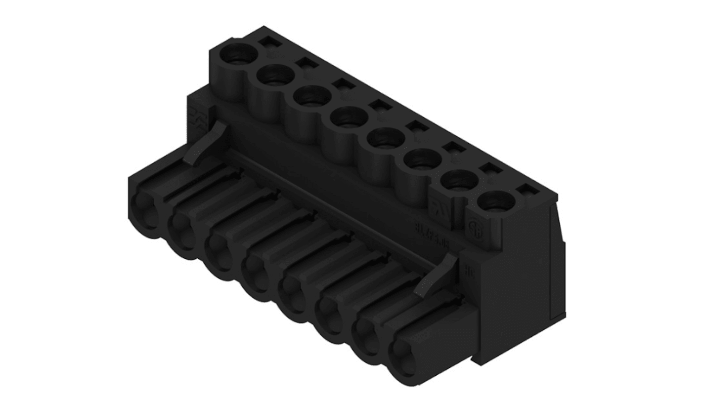 Weidmuller, 5.08mm Pitch, BL, 8 Way, Right Angle, Pluggable Terminal Block, Plug, Through Hole, Screw Termination,