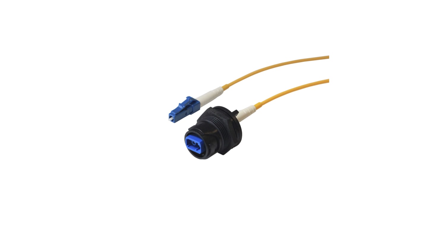 Bulgin LC to LC Simplex Single Mode OS1 Fibre Optic Cable, 9.5/125μm, Yellow, 1m