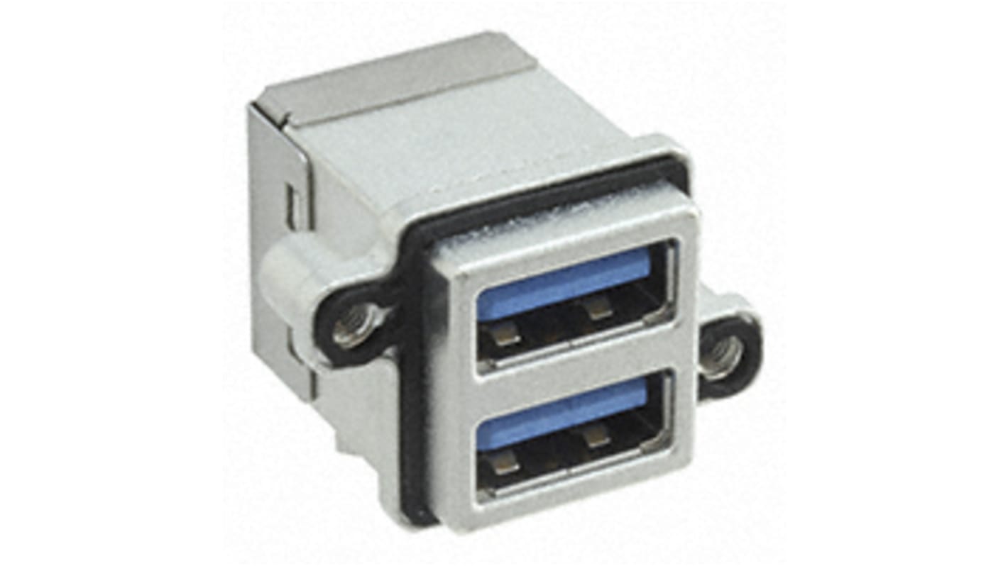 Amphenol Communications Solutions Right Angle, PCB Mount, Socket- Dual Port Type A 3.0 IP67 USB Connector