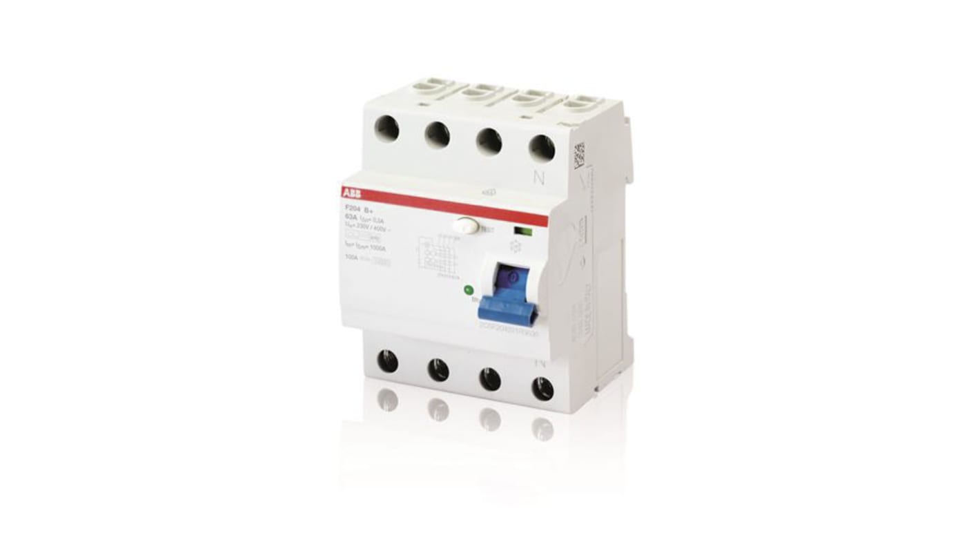 ABB F200 RCCB, 4-polig, 63A, 30mA Typ B 400V ac