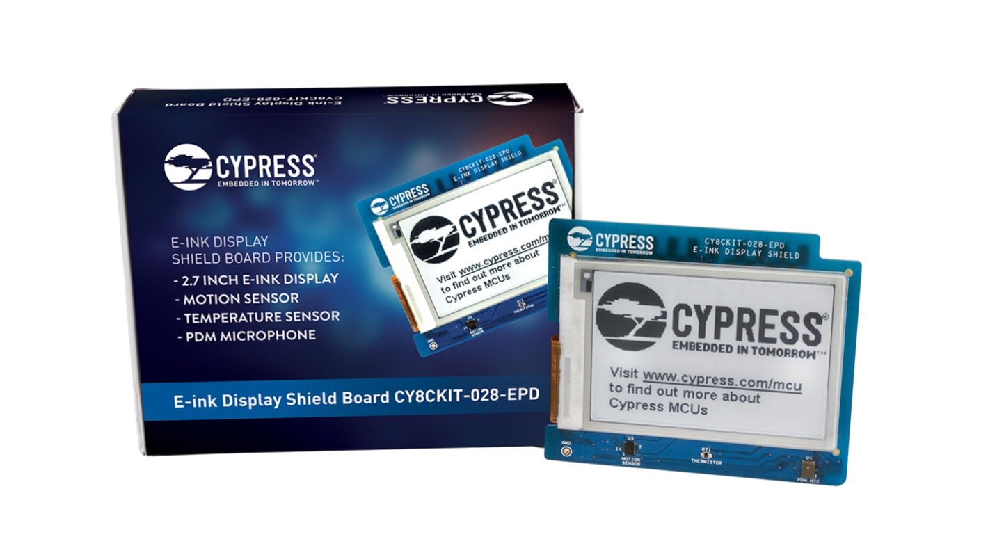 Scheda display Cypress Semiconductor, Display e-ink da 2.7poll., Kit Pioneer MCU PSoC 4, PSoC 6