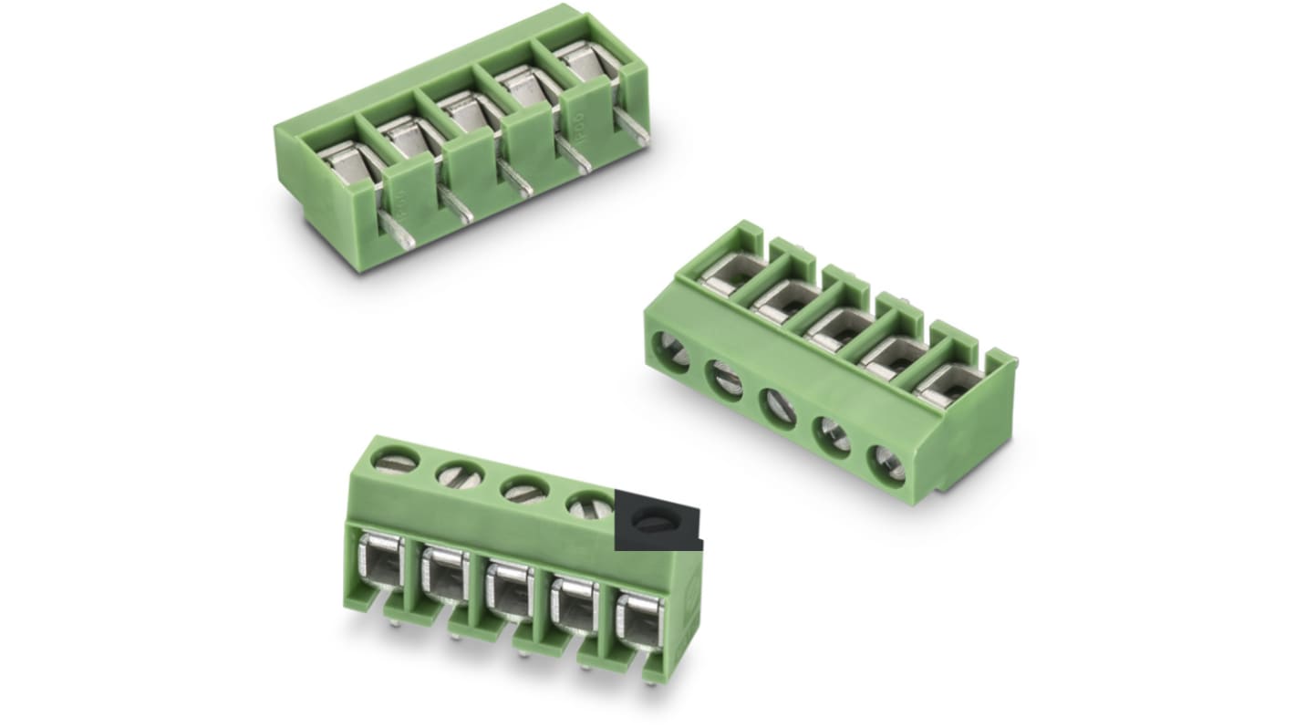 Wurth Elektronik PCB端子排, 8p, 5mm间距, 16A, 250 V 交流，300 V 交流, THT安装, 焊接端接, 水平, 绿色, WR-TBL系列
