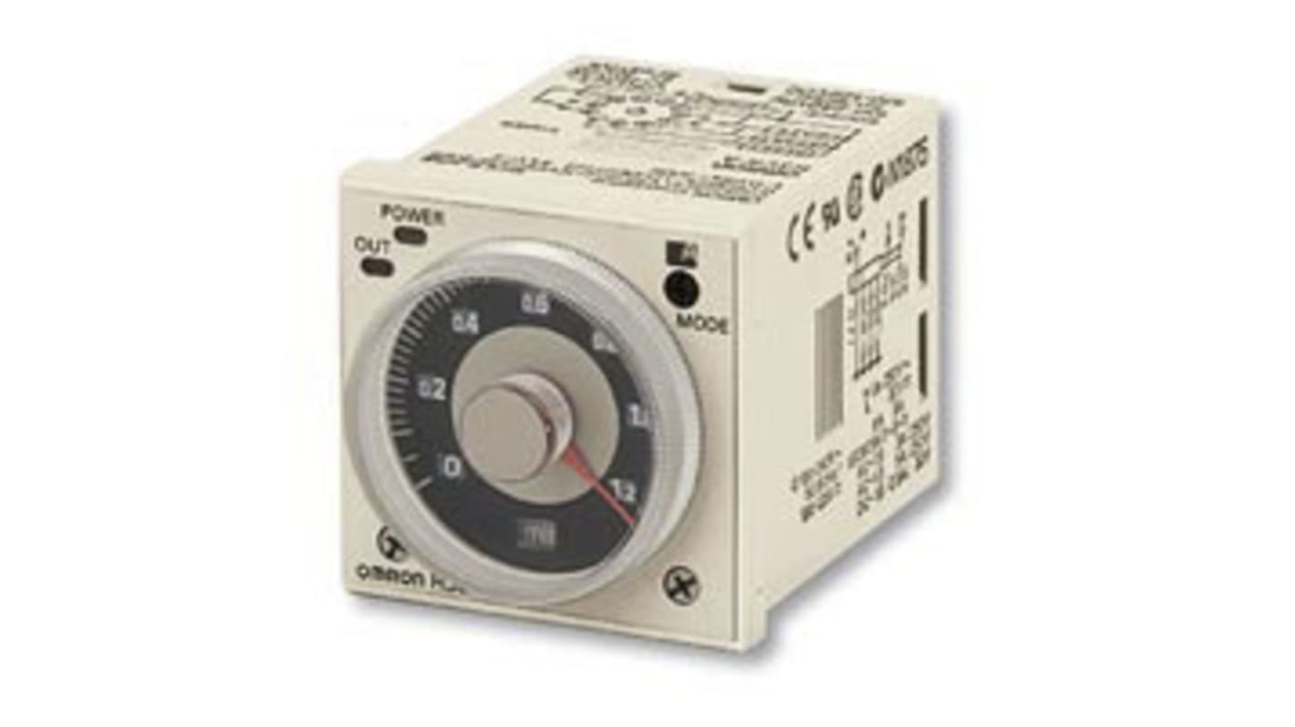 Omron H3CR Series DIN Rail Mount Timer Relay, 12 → 48 V dc, 24 → 48V ac, 2-Contact, 0.05 s → 300h,