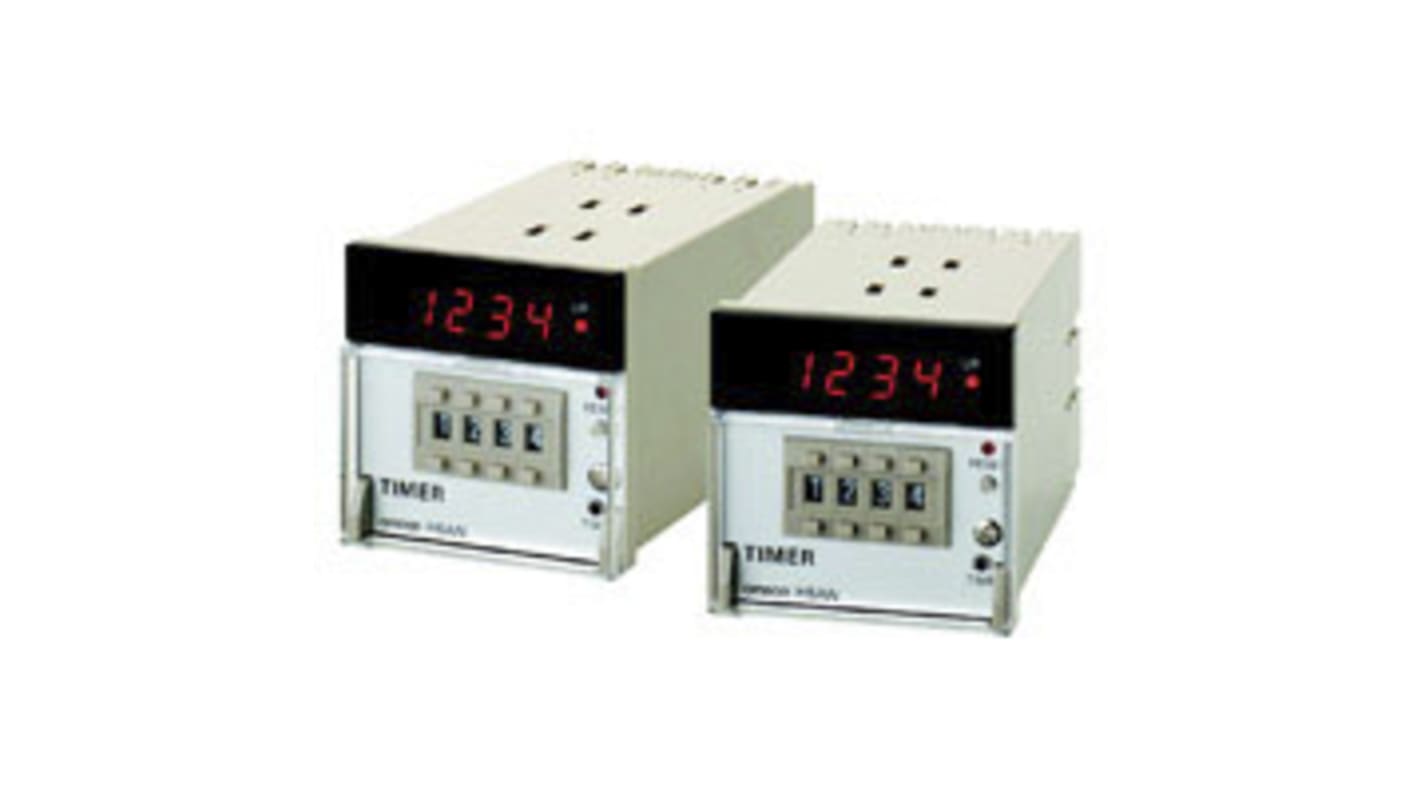 Relais temporisé Omron H5AN, 100 → 240 V ac, 12 → 24V c.c., Rail DIN, 2 contacts