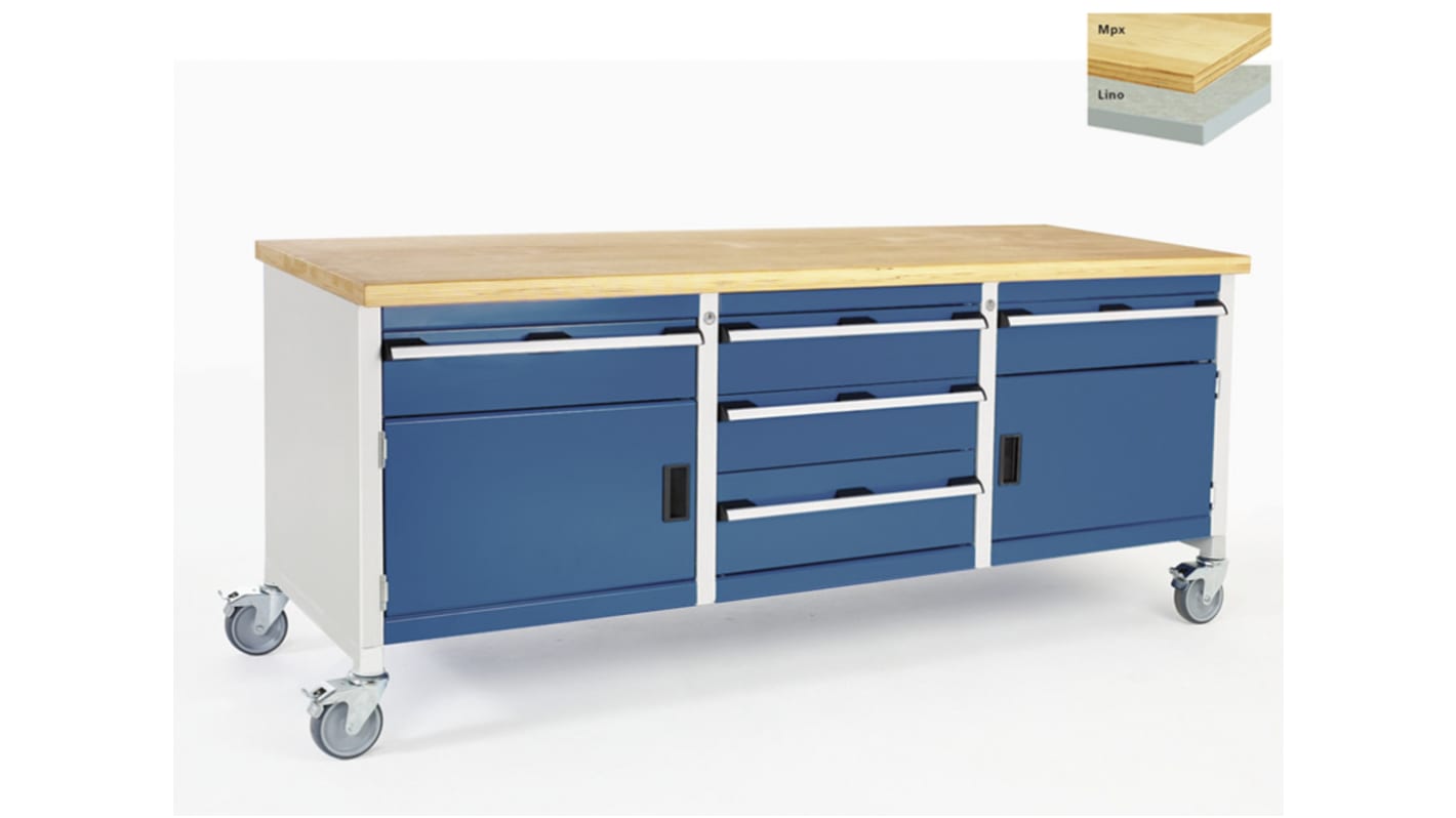 Banco di stoccaggio mobile Bott, 750mm x 2000mm x 840mm, carico 300kg