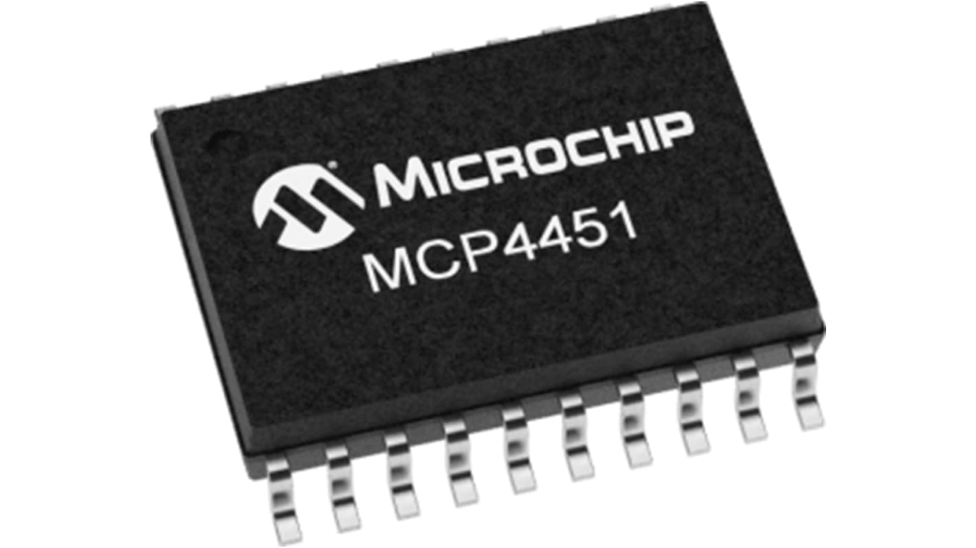 Microchip Digitales Potenziometer Seriell-I2C 50kΩ 257-Position Linear 4-Kanal TSSOP 20-Pin