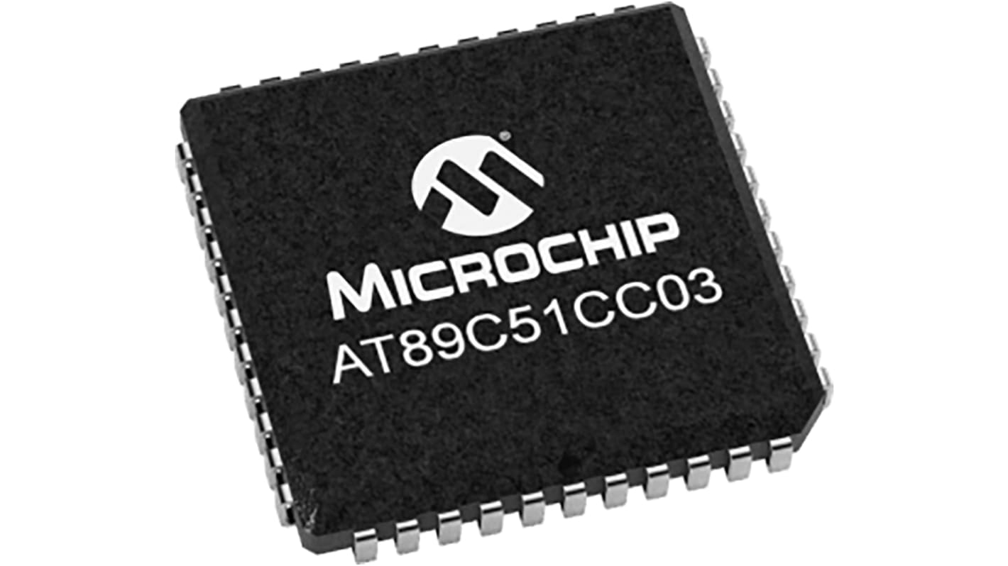Microcontrollore Microchip, CPU a 8 bit, PLCC, AT89C51, 44 Pin, Montaggio superficiale, 8bit, 60MHz