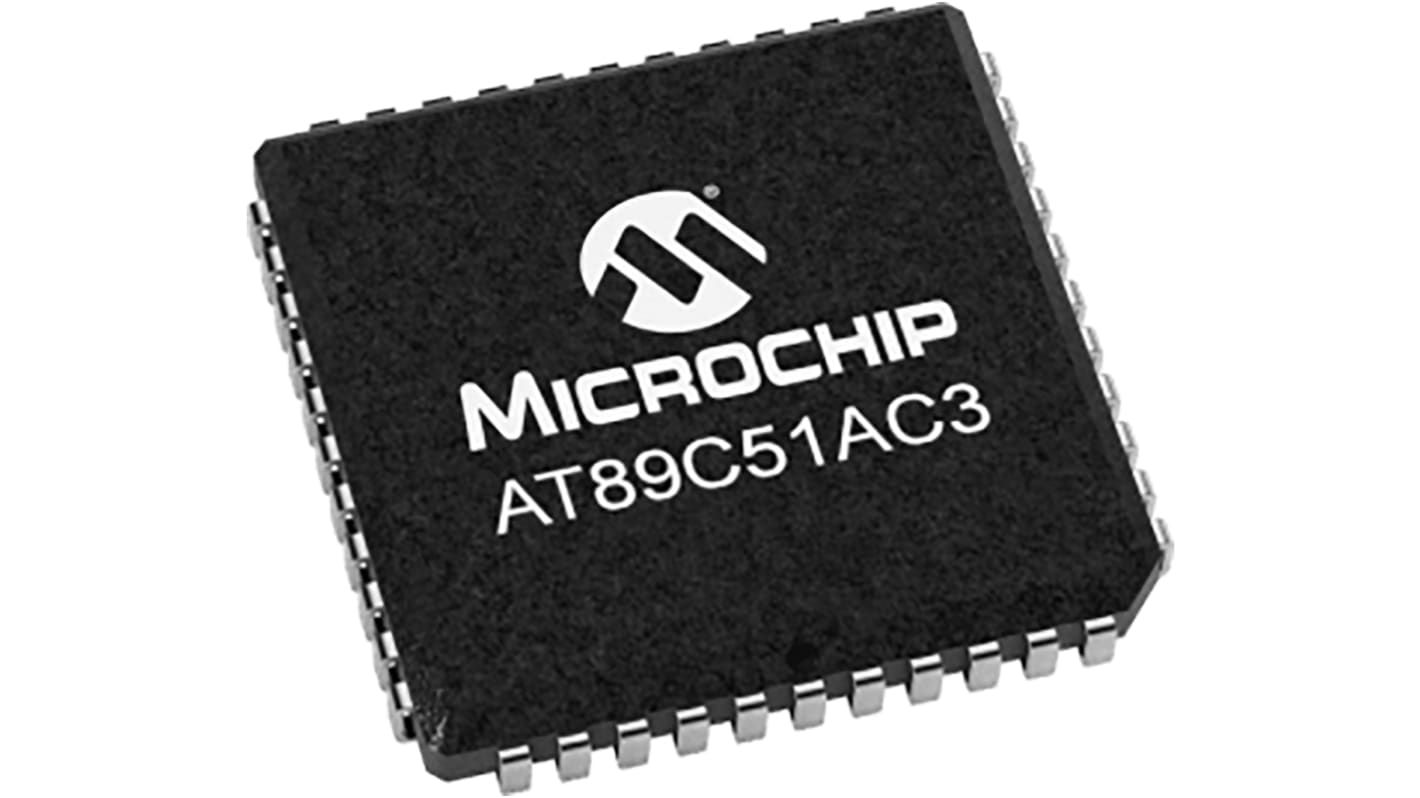 Microcontrollore Microchip, CPU a 8 bit, PLCC, AT89C51, 52 Pin, Montaggio superficiale, 8bit, 60MHz