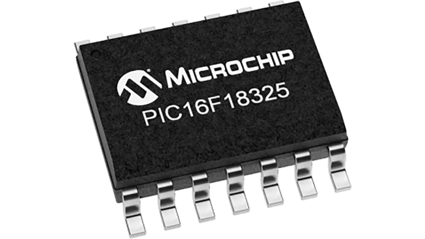 Microchip PIC16LF单片机, PIC内核, 14针, SOIC, 最大32MHz, 14 kB 闪存, 1 kB RAM