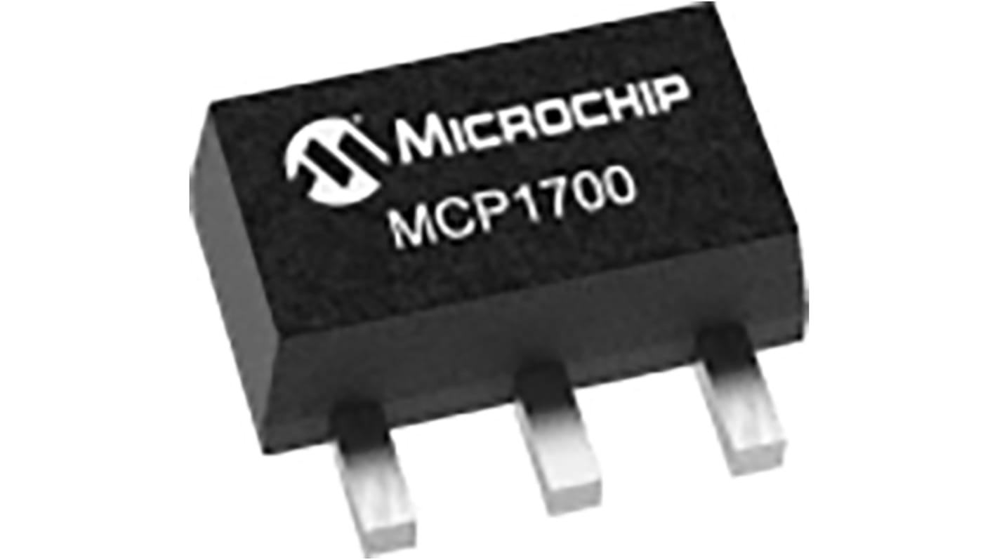 Microchip LDO稳压芯片, 3 V输出, 250mA最大输出, 单路输出, SOT-89, 3针, 贴片安装, -40 °C→+125 °C