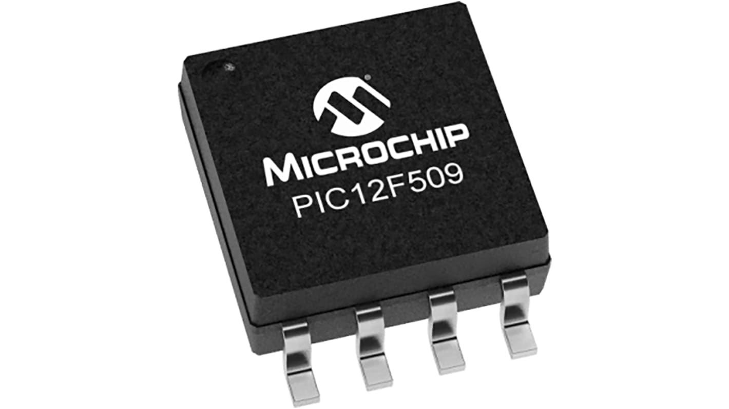 Microchip PIC12F509T-I/SN, 8bit PIC Microcontroller, PIC12F, 20MHz, 1.5 kB Flash, 8-Pin SOIC