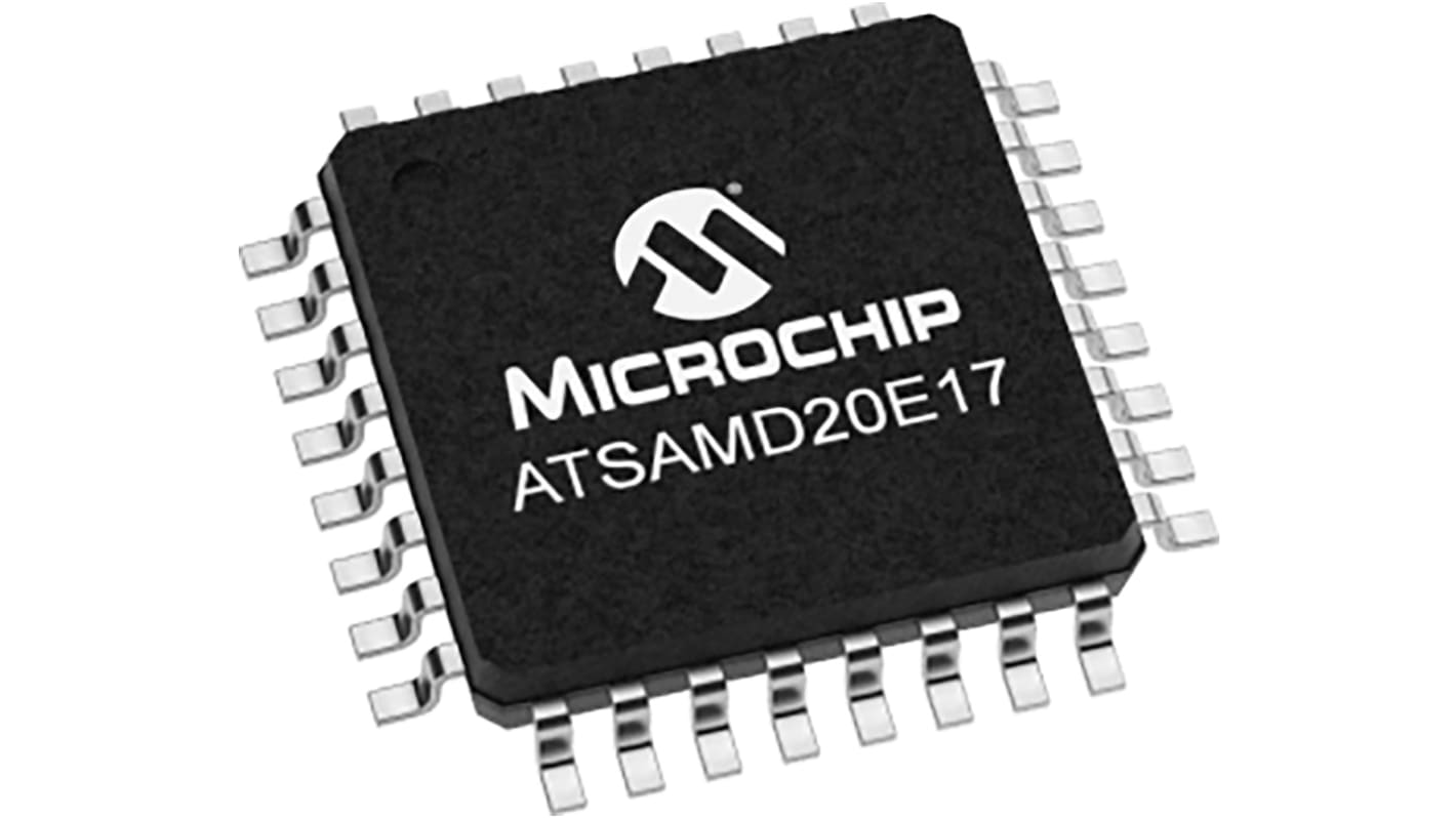 Microchip ATSAMD20E17A-AU, 32bit ARM Cortex M0+ Microcontroller, ATSAMD, 48MHz, 128 kB Flash, 32-Pin TQFP