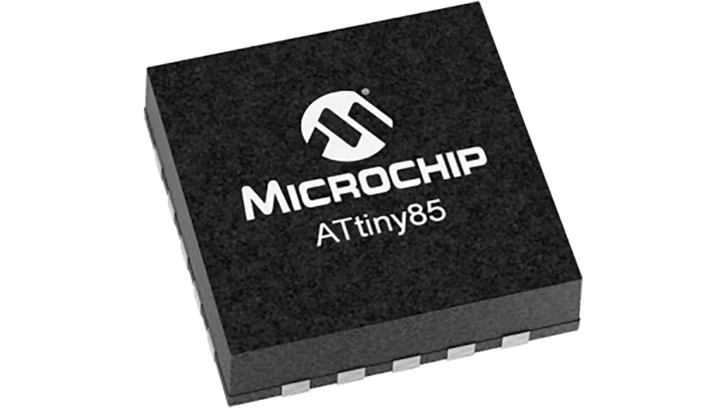 Microchip ATtiny85系列单片机, AVR内核, 8针, VQFN封装, 0CAN通道