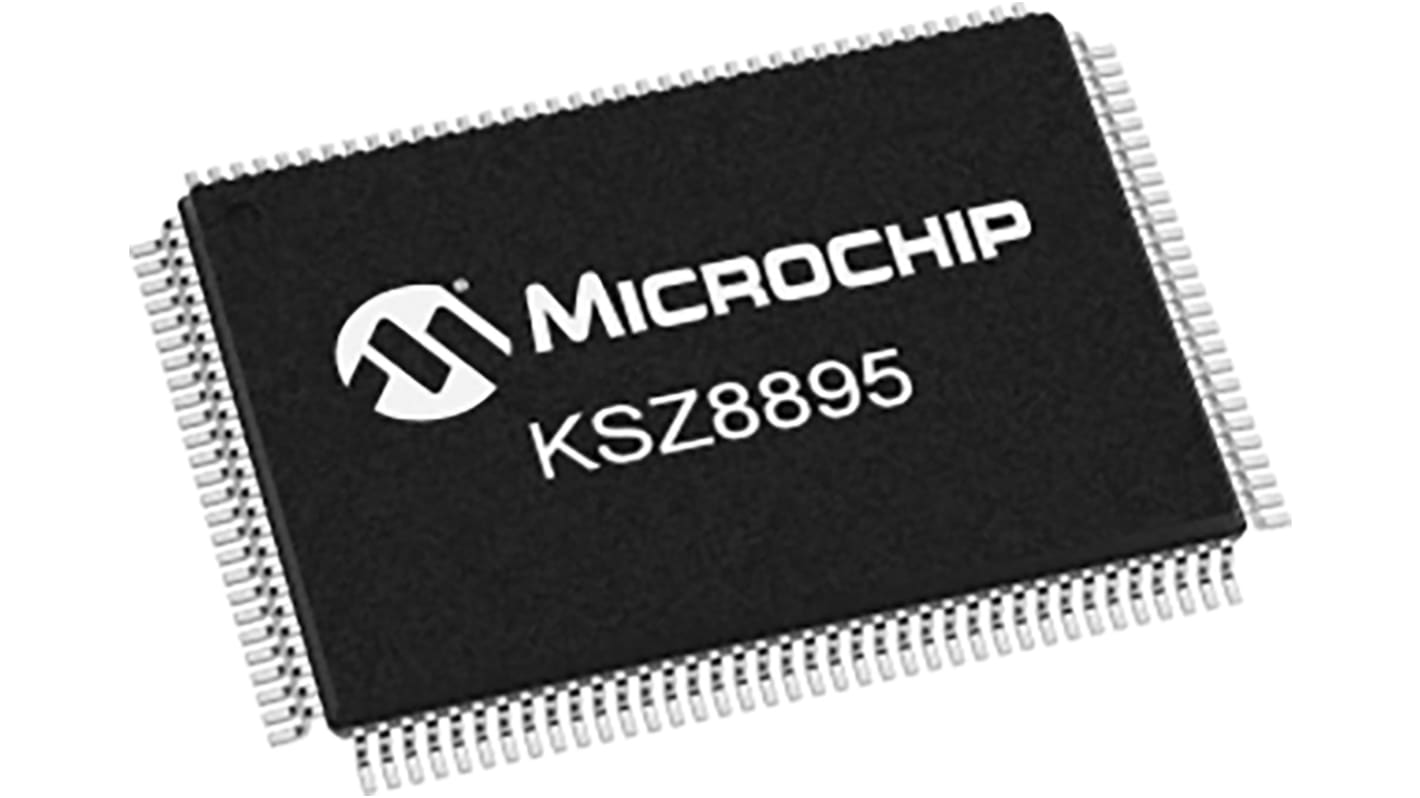 Microchip KSZ8895RQXCA, Ethernet Switch IC, 10/100Mbps RMII, 3.3 V, 128-Pin PQFP