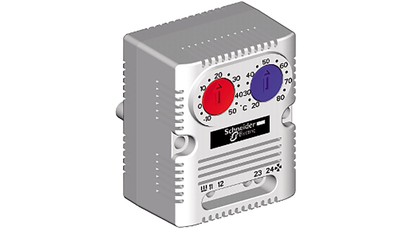 Termostato para Cajas Schneider Electric serie ClimaSys CC, 0 → +60 °C., alim. 250 V, 1NO/1NC