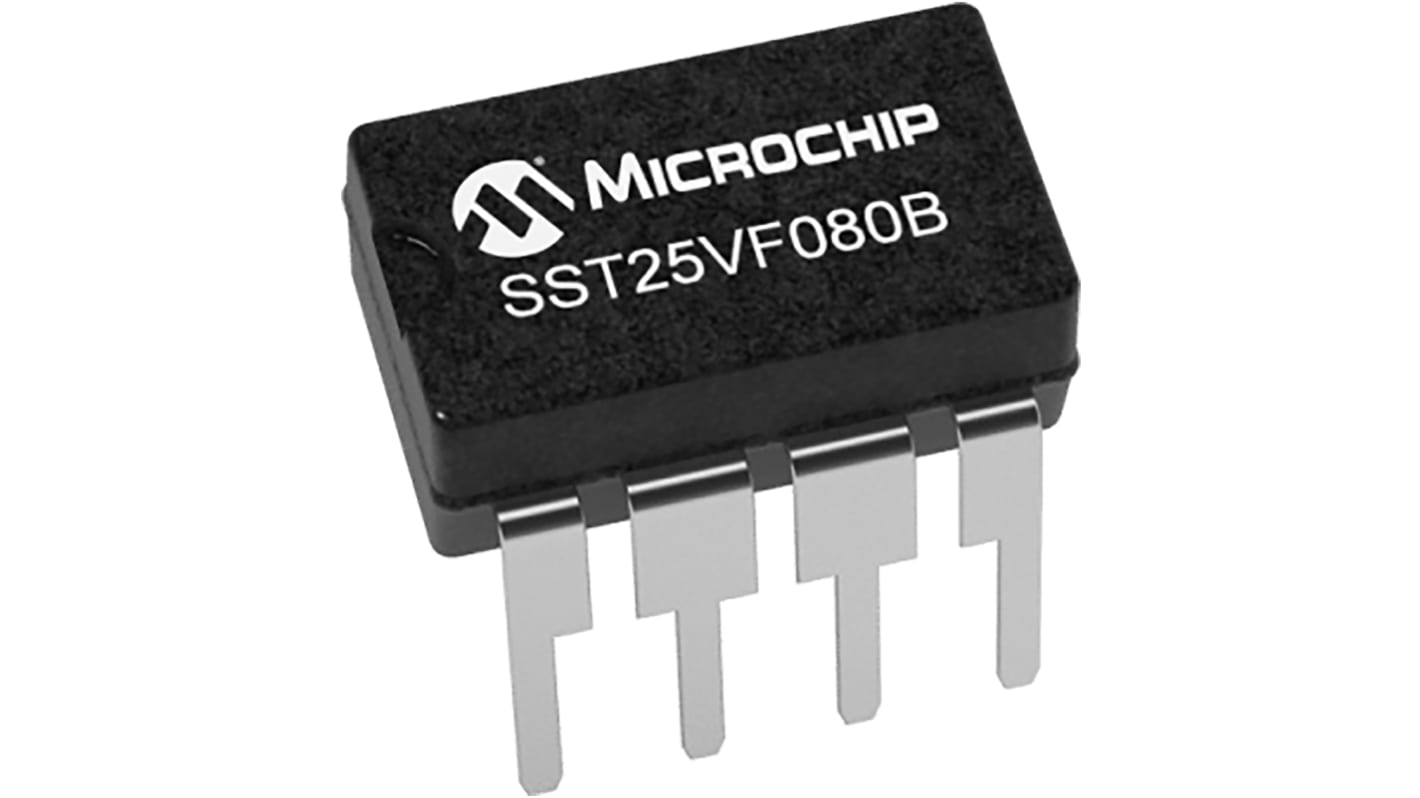 Microchip 8Mbit Serial-SPI Flash Memory 8-Pin SOIC, SST25VF080B-50-4I-S2AE