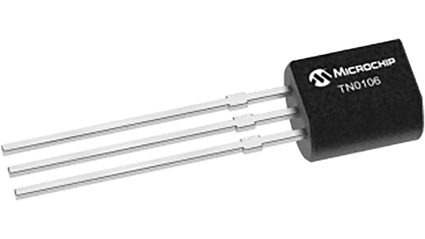 N-Channel MOSFET, 350 mA, 60 V, 3-Pin TO-92 Microchip TN0106N3-G