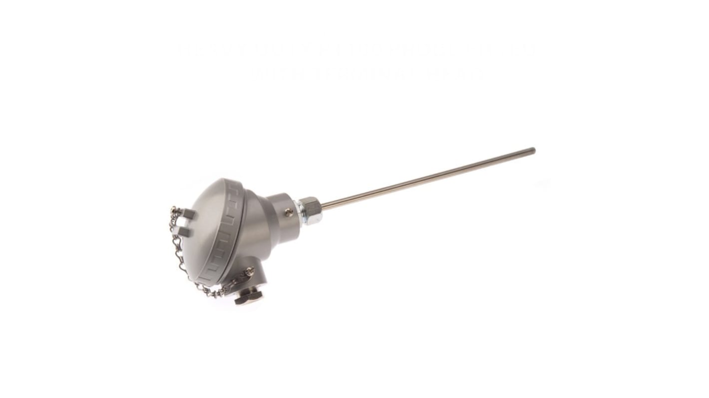 RS PRO PT100 RTD Sensor, 6mm Dia, 300mm Long, 4 Wire, G1/2, Class B +450°C Max