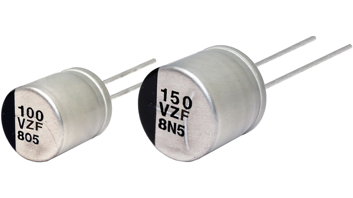 Panasonic 100μF Through Hole Polymer Capacitor, 50V dc