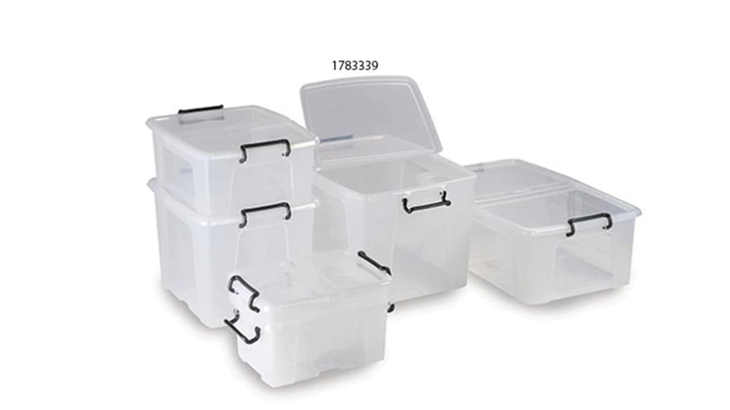 RS PRO 共聚物带盖收纳箱, 600mm高 x 460mm宽 x 350mm深, 65L