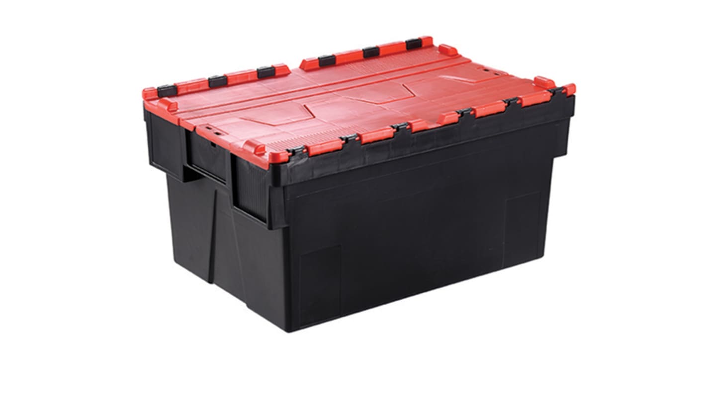 RS PRO 56L Red PP Attached Lid Container, 600mm x 400mm x 310mm