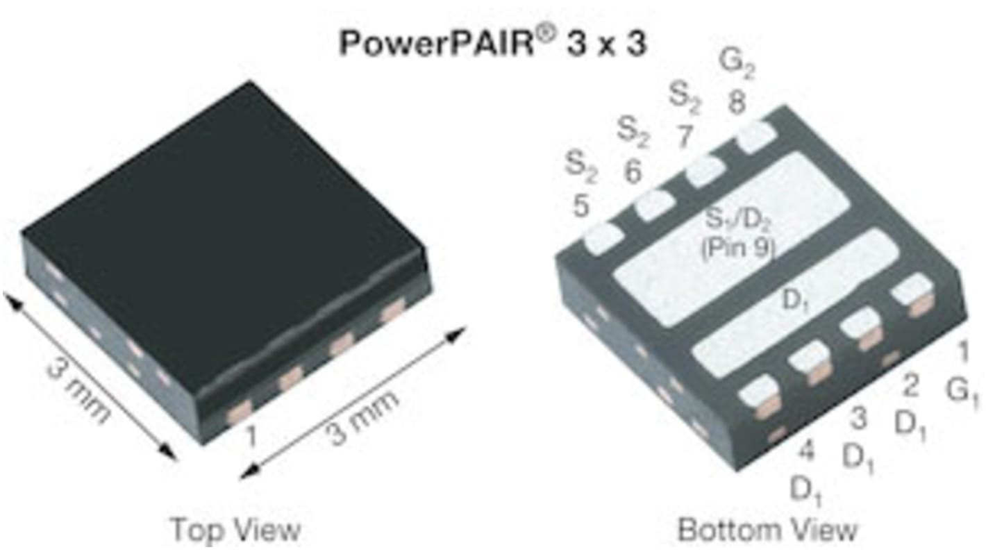 Vishay Siliconix TrenchFET Dual N-Channel MOSFET, 30 A, 30 V, 8-Pin PowerPAIR 3 x 3 SiZ348DT-T1-GE3