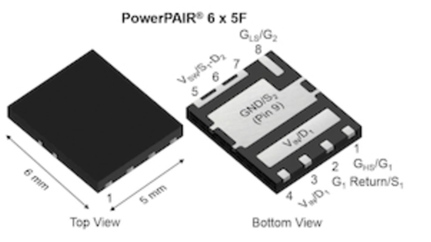 Vishay Siliconix TrenchFET Dual N-Channel MOSFET, 40 (Channnel 1) A, 60 (Channel 2) A, 30 V, 8-Pin PowerPAIR 6 x 5