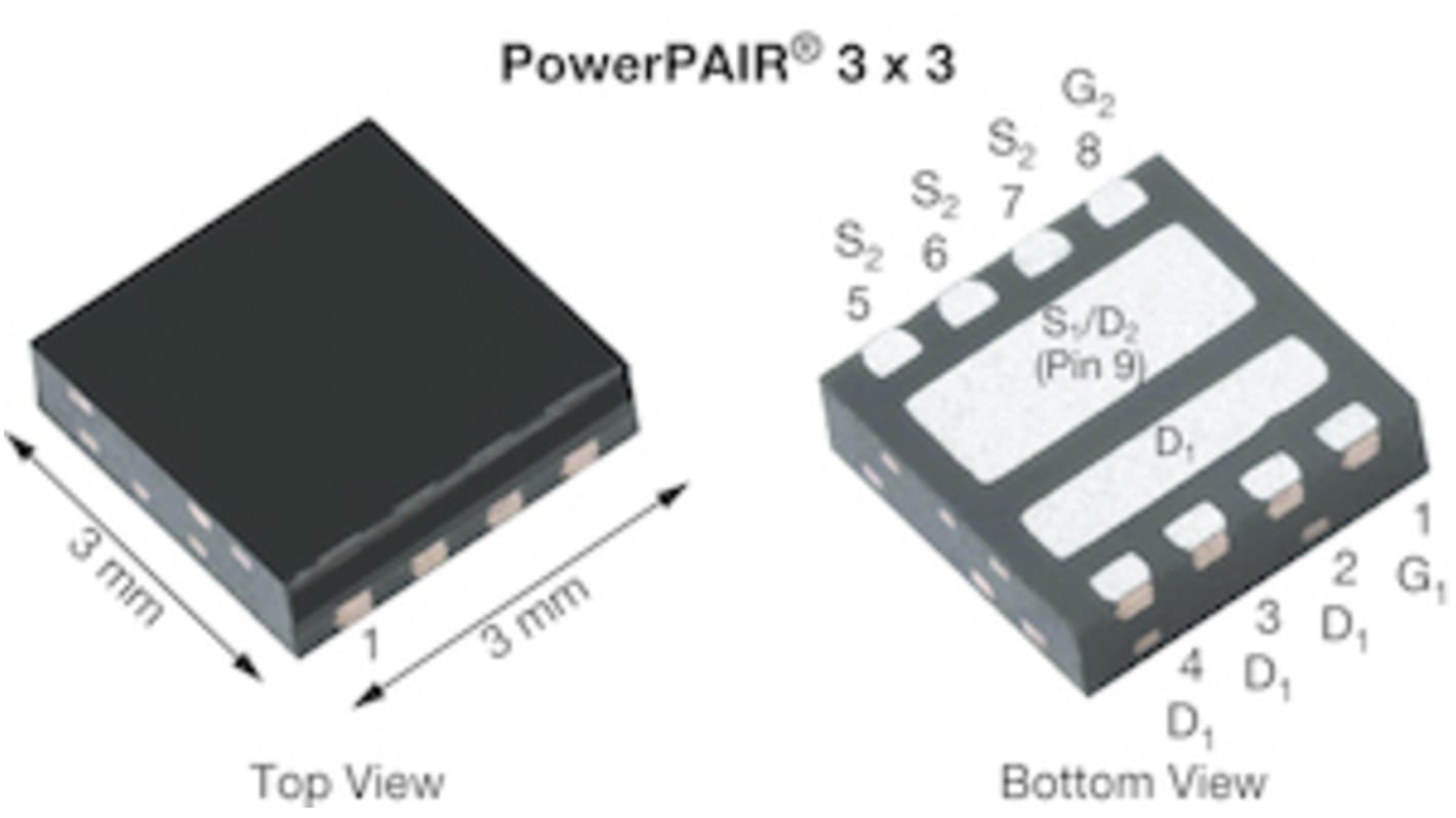 Vishay Siliconix TrenchFET SiZ350DT-T1-GE3 N-Kanal Dual, SMD MOSFET 30 V / 30 A 16,7 W, 8-Pin PowerPAIR 3 x 3