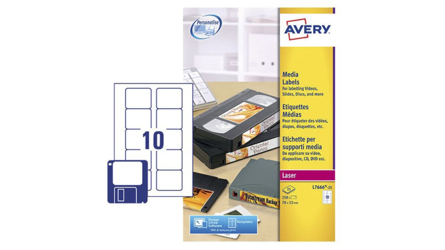 Avery White Adhesive CD & DVD Label Sheet, Pack of 25