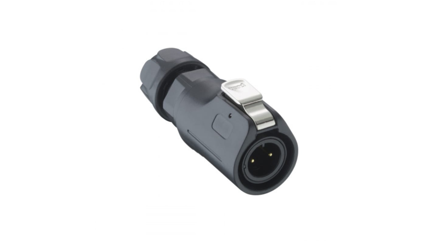 Conector circular Lumberg macho serie 02 de 2 vías macho, tamaño carcasa 12, montaje aéreo, IP67