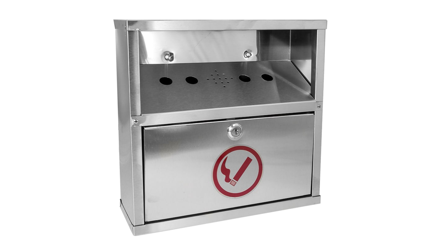 RS PRO Stainless Steel Wall Mounting Outdoor Ashtray, 100mm x 300mm x 300mm