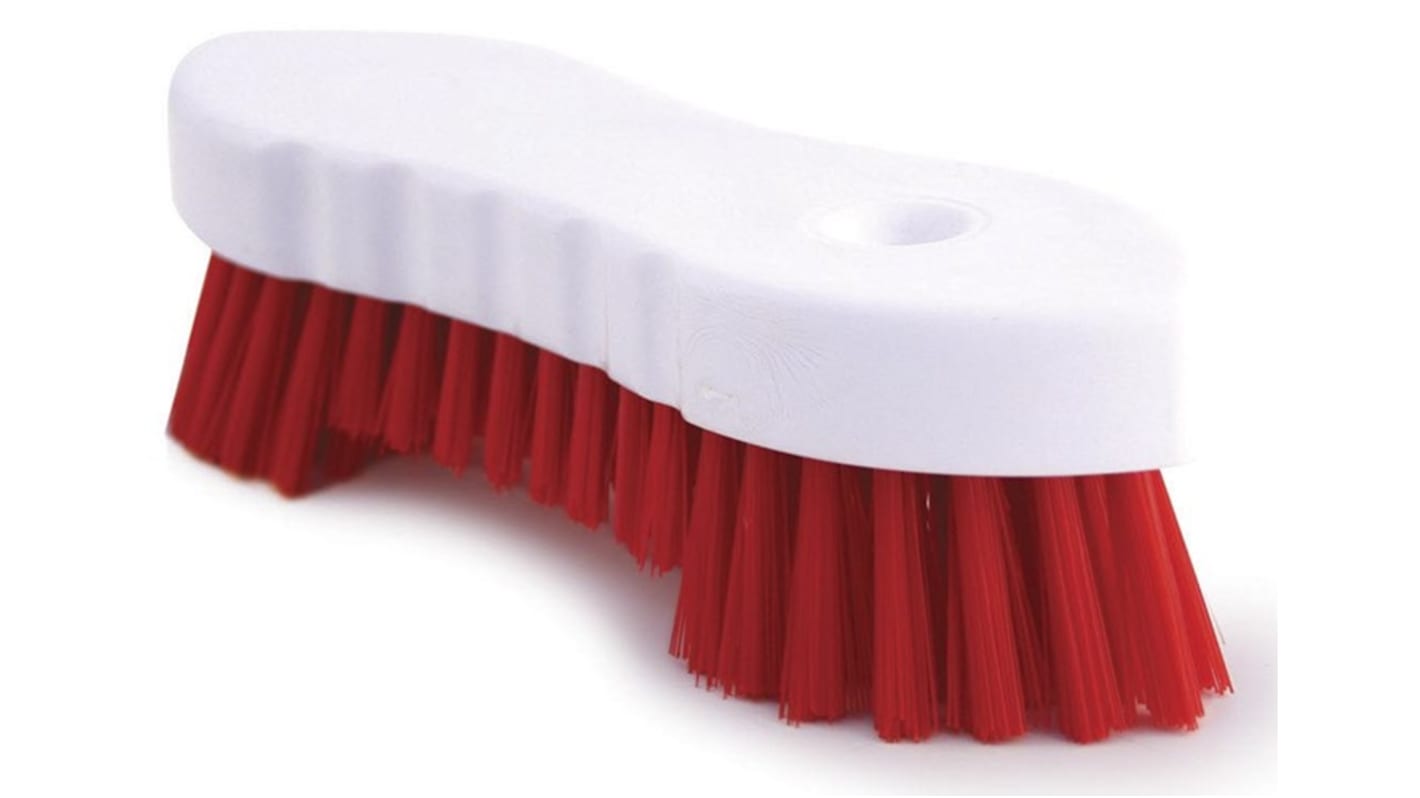 RS PRO Soft/Hard Bristle Red Scrubbing Brush, PET bristle material